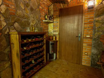 a room with a wine cellar with a wooden door at Holiday home in Smarjeske Toplice - Kranjska Krain 45723 in Smarjeske Toplice