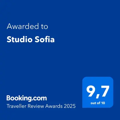 a blue screen with the text awarded to studio sicilia at Studio Sofia in Rakek