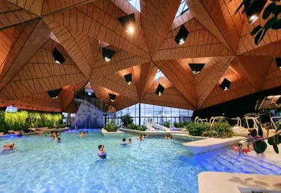 a group of people in a swimming pool at Bella Mura Nature Apartment Lipa 109 in Podčetrtek