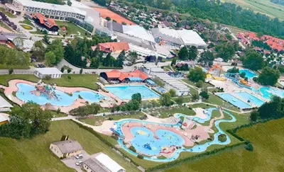 an aerial view of a water park with two pools at Holiday home Pandora in Brežice