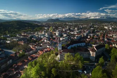 an aerial view of the city of brasov at Apartment Optim in Ljubljana