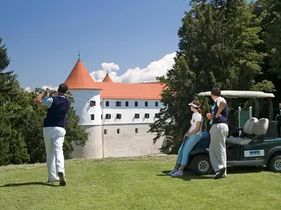a group of people playing a game of golf at Apartma ASJA in Brežice