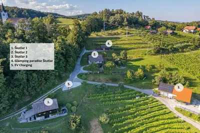an aerial view of a farm with a house at Holiday home in Otocec - Kranjska Krain 26039 in Otočec